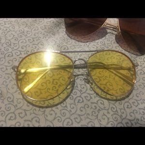 Unisex Yellow lenses aviator Sunglasses